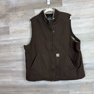 Carhartt Sherpa-Lined Washed Duck Vest - Dark Brown - Women’s Size XXL (20)